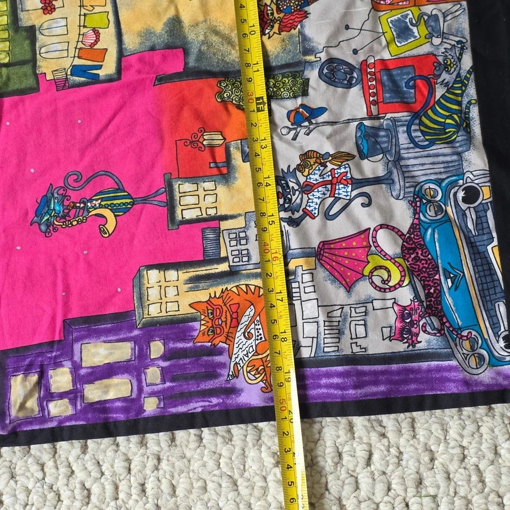 Handmade Cool Cats City Rooftop Novelty Print Laundry Storage Bag   whimsical